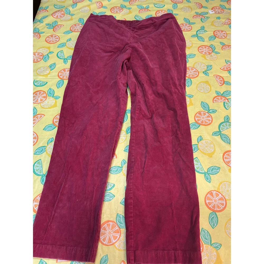 Appleseed's Corduroy Pants Women 14P Burgundy Red Straight Leg Stretch‎ A32308